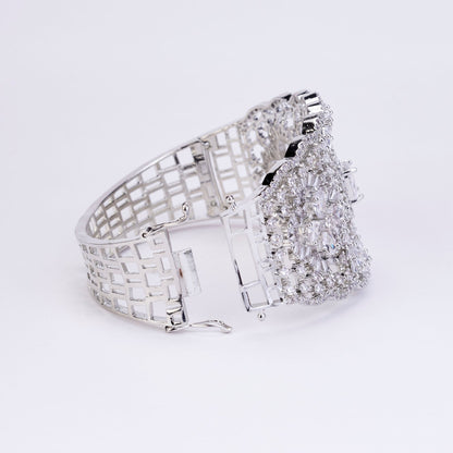 Bracelet - Crystal Cascade Rhodium Plated Bracelet - Opal Touch