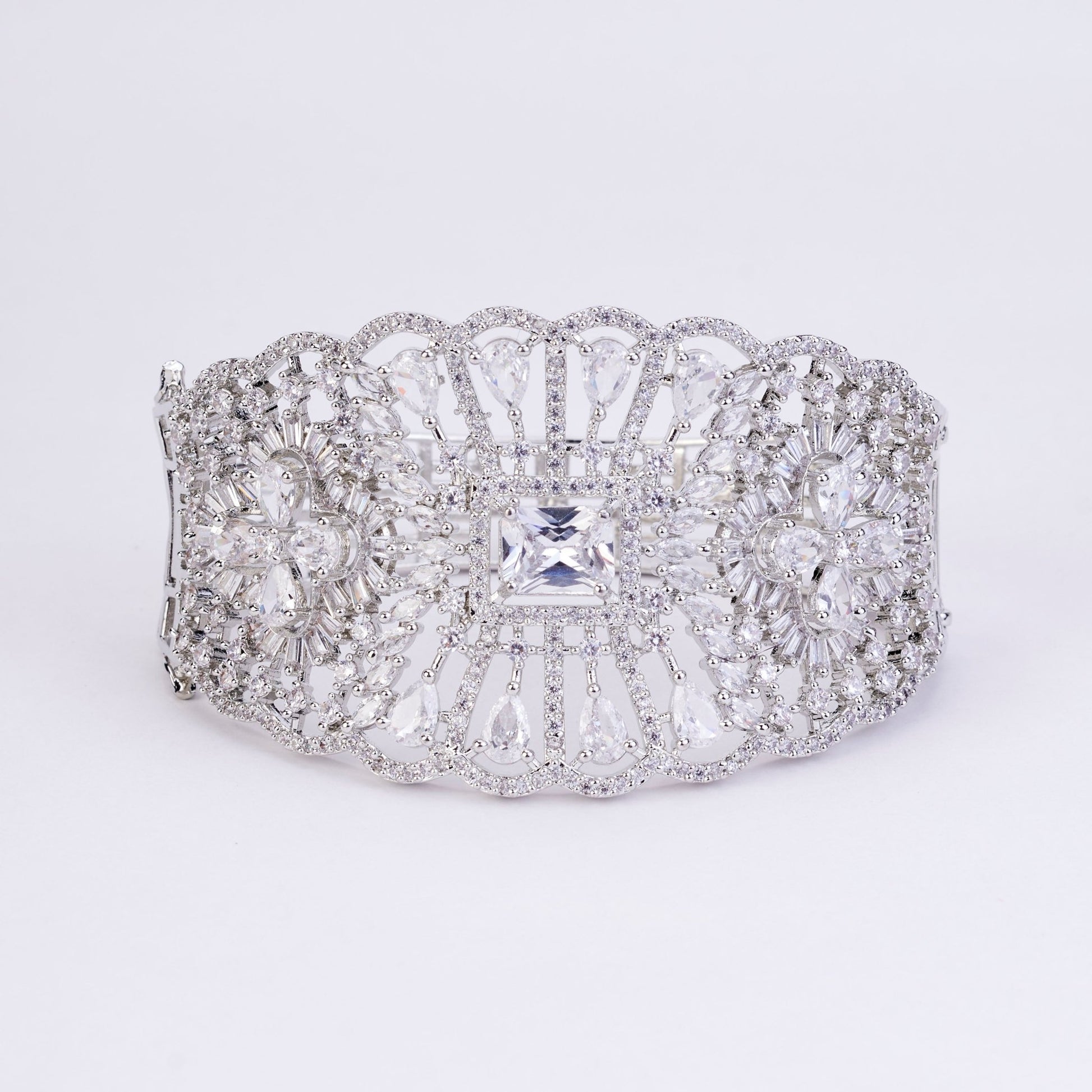 Bracelet - Crystal Cascade Rhodium Plated Bracelet - Opal Touch