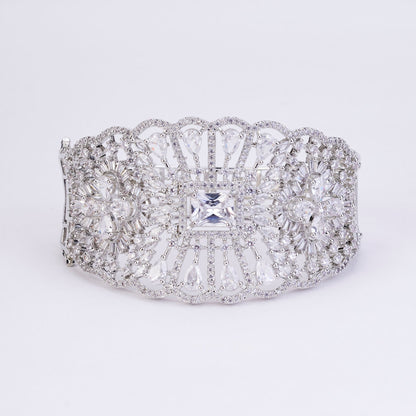 Bracelet - Crystal Cascade Rhodium Plated Bracelet - Opal Touch