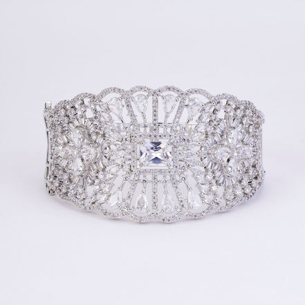 Bracelet - Crystal Cascade Rhodium Plated Bracelet - Opal Touch