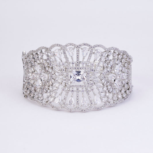 Bracelet - Crystal Cascade Rhodium Plated Bracelet - Opal Touch
