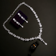 Opal Touch - Crystal Clear White Necklace in Rhodium - Necklace