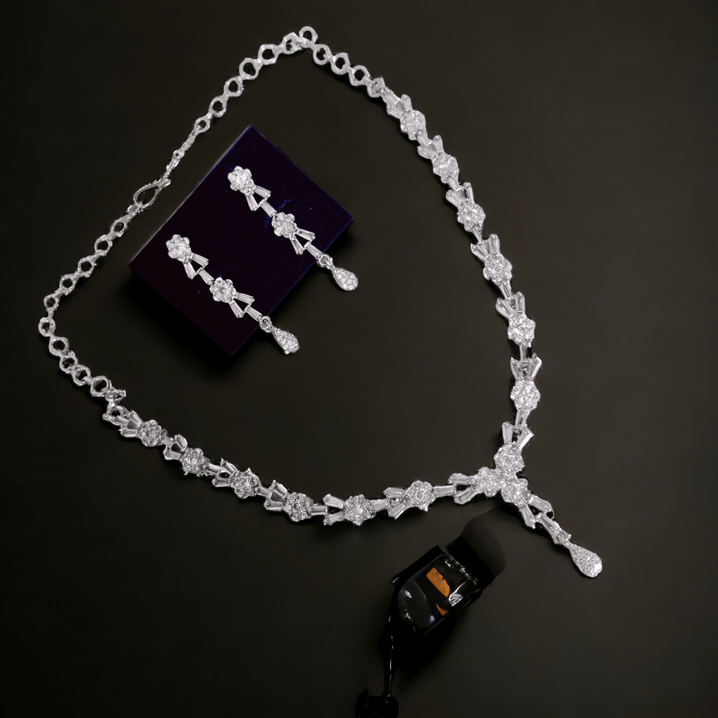 Opal Touch - Crystal Clear White Necklace in Rhodium - Necklace