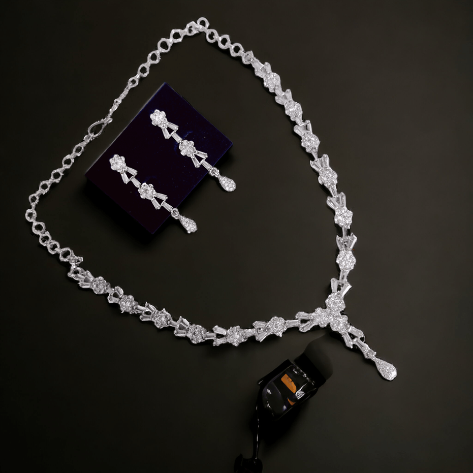 Opal Touch - Crystal Clear White Necklace in Rhodium - Necklace
