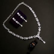 Opal Touch - Crystal Clear White Necklace in Rhodium - Necklace