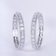 Opal Touch - Crystal Cubic Zirconia Rhodium Bangles (Pack of 2) - Bangles