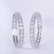 Opal Touch - Crystal Cubic Zirconia Rhodium Bangles (Pack of 2) - Bangles