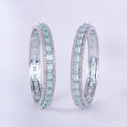 Opal Touch - Crystal Cubic Zirconia Rhodium Bangles (Pack of 2) - Bangles