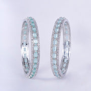 Opal Touch - Crystal Cubic Zirconia Rhodium Bangles (Pack of 2) - Bangles