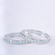 Opal Touch - Crystal Cubic Zirconia Rhodium Bangles (Pack of 2) - Bangles