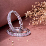 Opal Touch - Crystal Cubic Zirconia Rhodium Bangles (Pack of 2) - Bangles