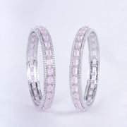 Opal Touch - Crystal Cubic Zirconia Rhodium Bangles (Pack of 2) - Bangles