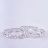 Opal Touch - Crystal Cubic Zirconia Rhodium Bangles (Pack of 2) - Bangles