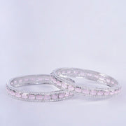 Opal Touch - Crystal Cubic Zirconia Rhodium Bangles (Pack of 2) - Bangles