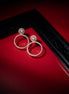 Crystal Double Circle Gold Plated Drop Earrings - Opal Touch