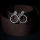 Crystal Double Circle Rhodium Plated Drop Earrings - Opal Touch