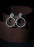 Crystal Double Circle Rhodium Plated Drop Earrings - Opal Touch