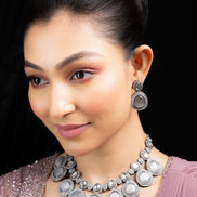 Necklace - Crystal Embellished Necklace Set with Earrings - Opal Touch