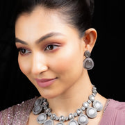 Necklace - Crystal Embellished Necklace Set with Earrings - Opal Touch