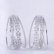 Opal Touch - Crystal Fancy Rhodium Bangles (Pack of 6) - Bangles