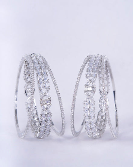 Opal Touch - Crystal Fancy Rhodium Bangles (Pack of 6) - Bangles