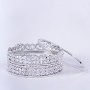 Opal Touch - Crystal Fancy Rhodium Bangles (Pack of 6) - Bangles