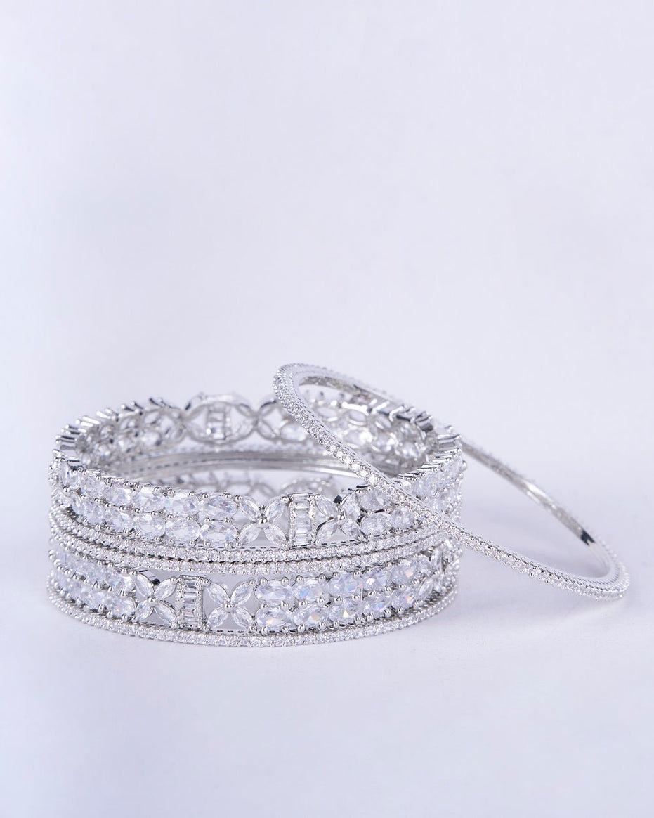 Opal Touch - Crystal Fancy Rhodium Bangles (Pack of 6) - Bangles