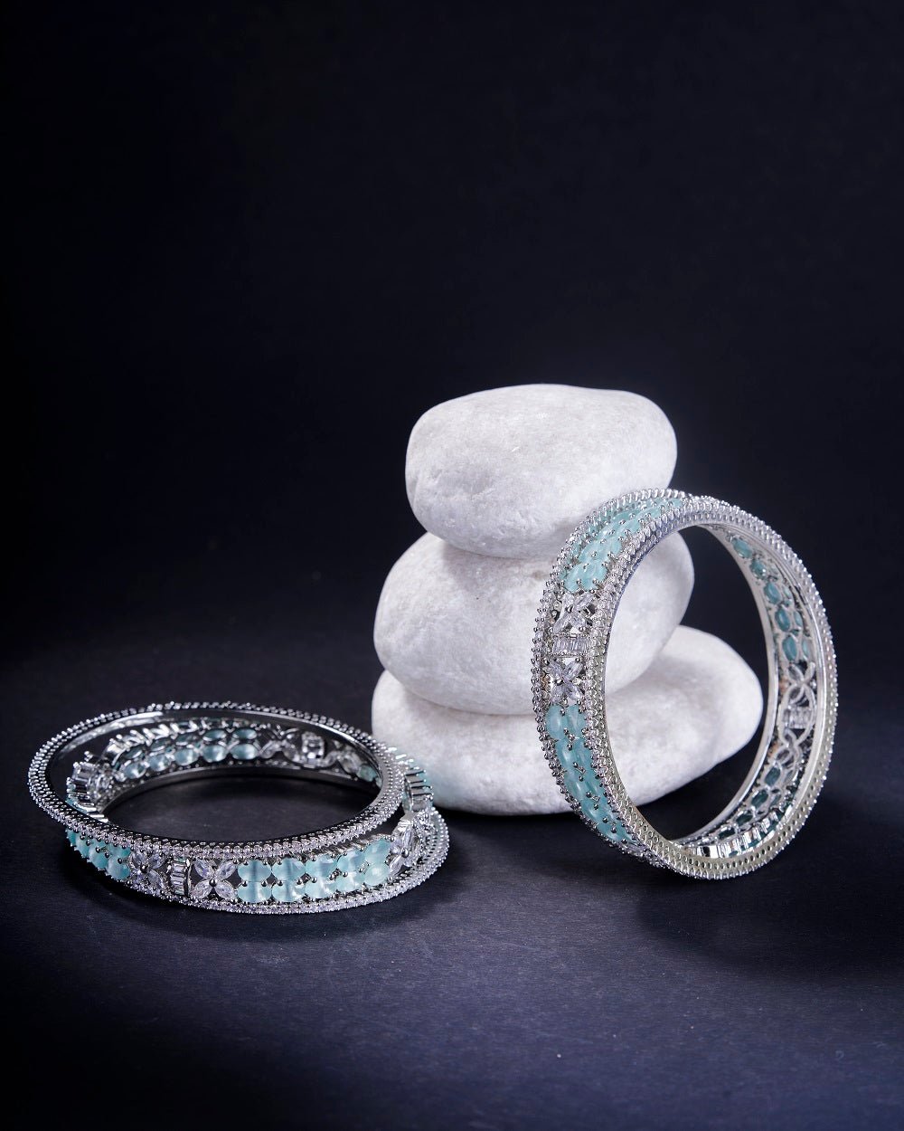 Opal Touch - Crystal Fancy Rhodium Bangles (Pack of 6) - Bangles