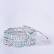 Opal Touch - Crystal Fancy Rhodium Bangles (Pack of 6) - Bangles