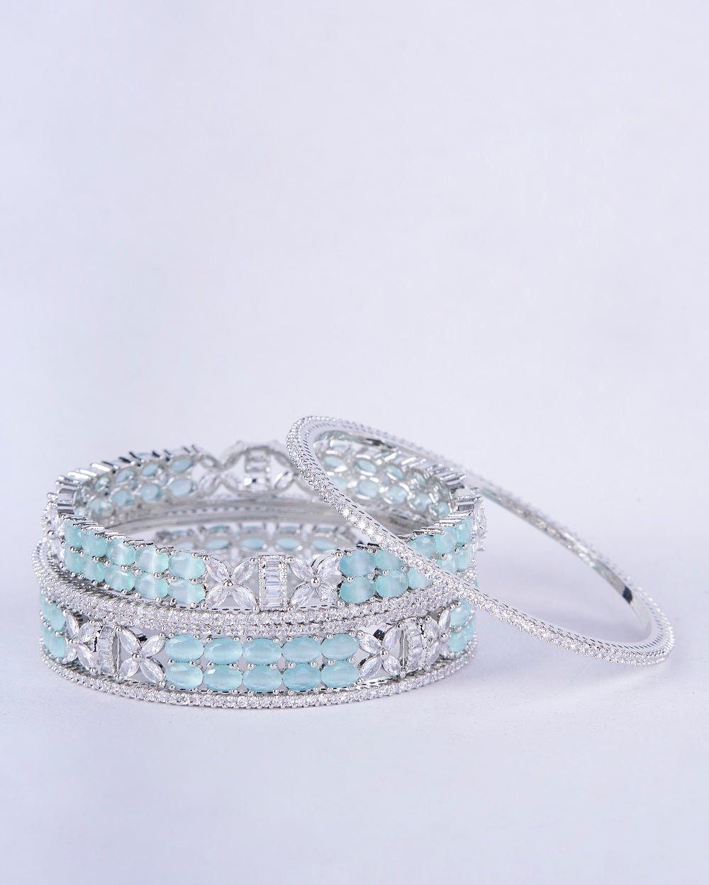 Opal Touch - Crystal Fancy Rhodium Bangles (Pack of 6) - Bangles