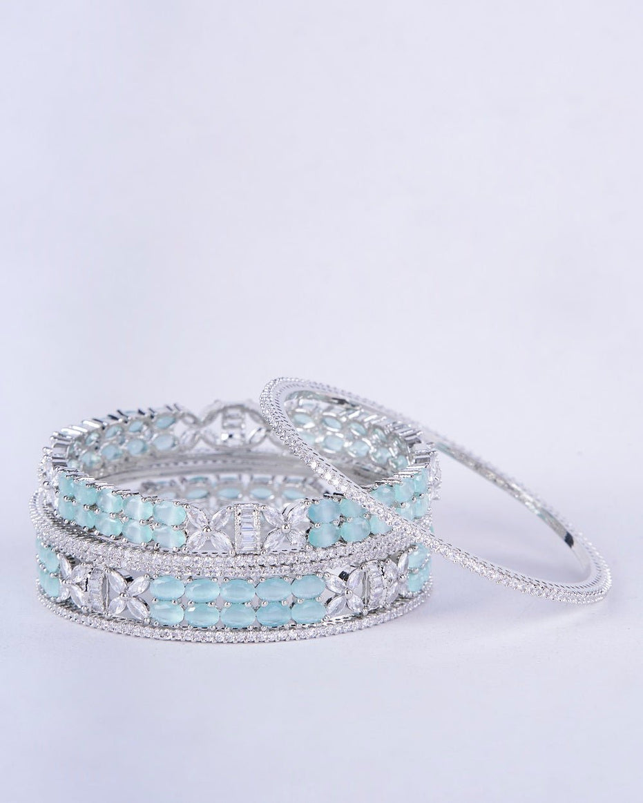 Opal Touch - Crystal Fancy Rhodium Bangles (Pack of 6) - Bangles