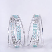 Opal Touch - Crystal Fancy Rhodium Bangles (Pack of 6) - Bangles