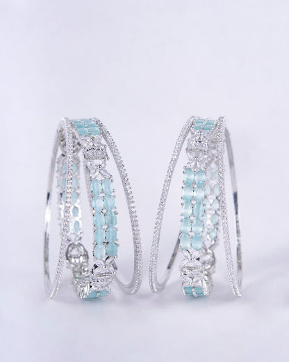 Opal Touch - Crystal Fancy Rhodium Bangles (Pack of 6) - Bangles