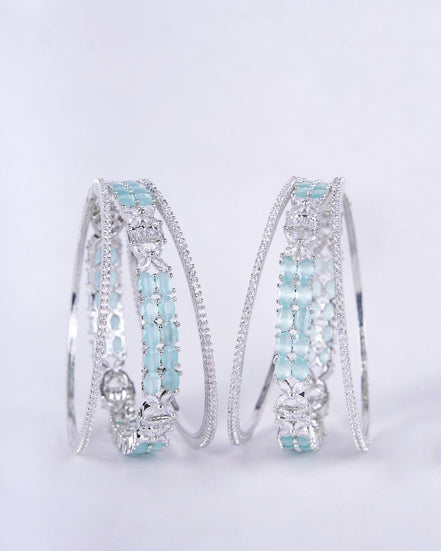 Opal Touch - Crystal Fancy Rhodium Bangles (Pack of 6) - Bangles