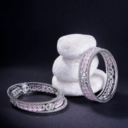 Opal Touch - Crystal Fancy Rhodium Bangles (Pack of 6) - Bangles