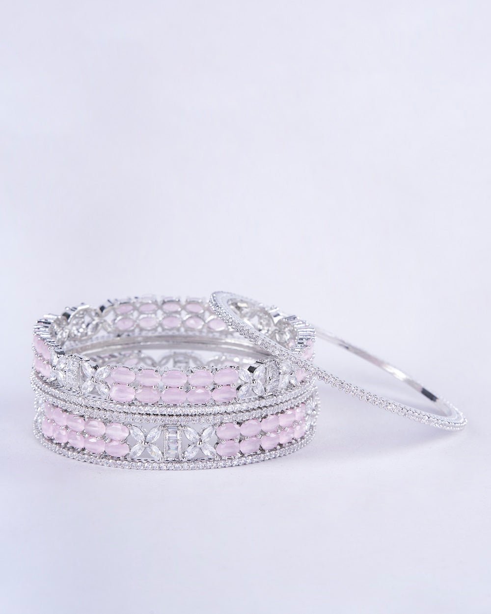 Opal Touch - Crystal Fancy Rhodium Bangles (Pack of 6) - Bangles