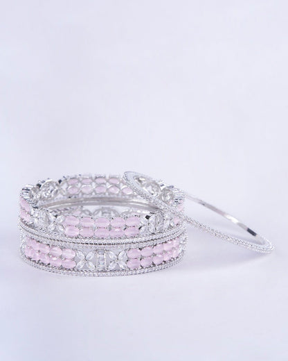 Opal Touch - Crystal Fancy Rhodium Bangles (Pack of 6) - Bangles