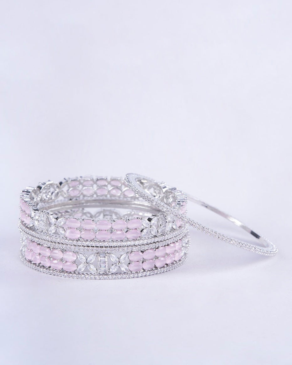 Opal Touch - Crystal Fancy Rhodium Bangles (Pack of 6) - Bangles