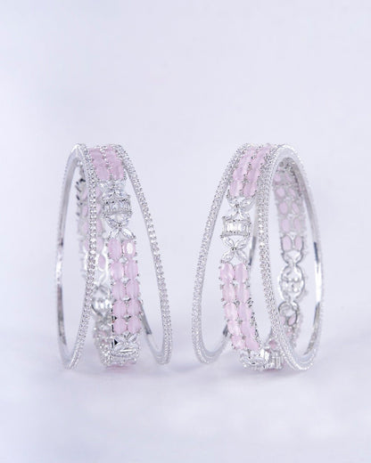 Opal Touch - Crystal Fancy Rhodium Bangles (Pack of 6) - Bangles