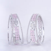 Opal Touch - Crystal Fancy Rhodium Bangles (Pack of 6) - Bangles