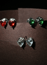 Crystal Heart Rhodium Plated Stud Earrings Set - Opal Touch