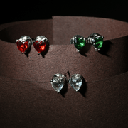Crystal Heart Rhodium Plated Stud Earrings Set - Opal Touch