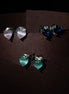 Crystal Heart Rhodium Plated Stud Earrings Set - Opal Touch