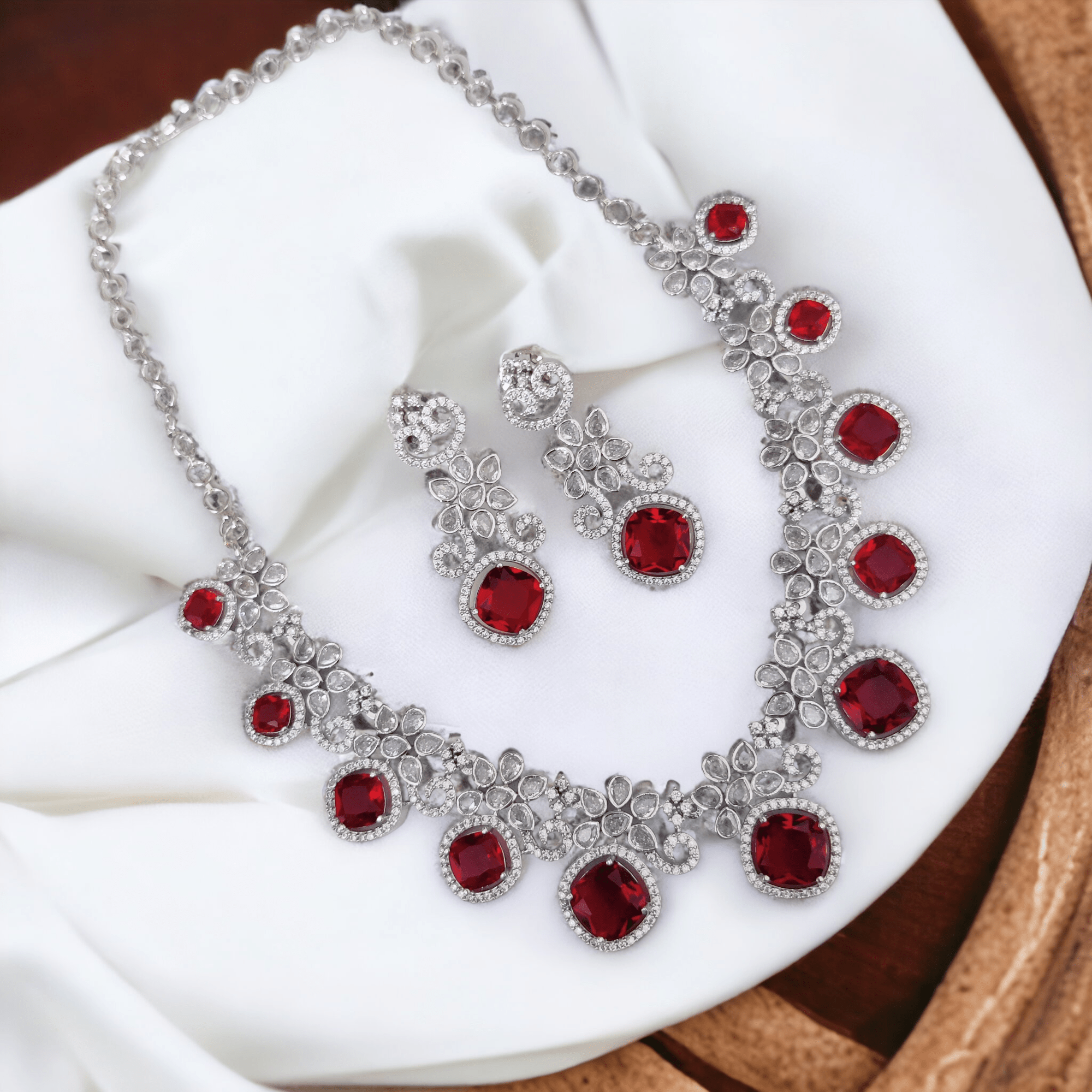 Opal Touch - Crystal Red Charm Necklace - Necklace