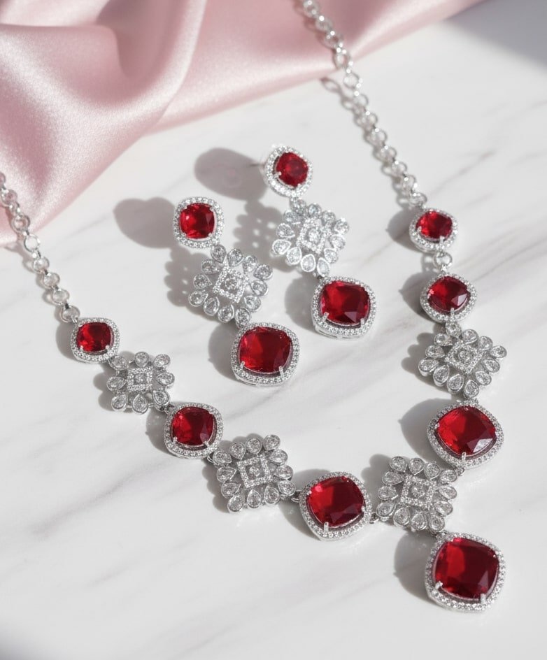 Crystal Red Elegance Necklace - Opal Touch