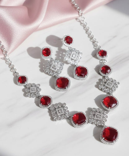 Crystal Red Elegance Necklace - Opal Touch