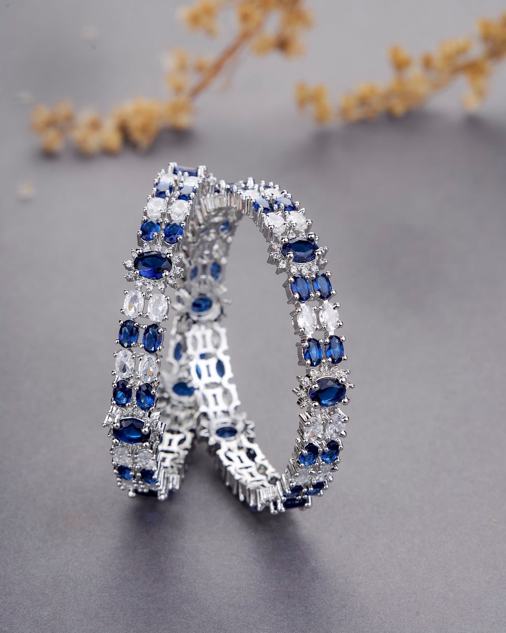 Opal Touch - Crystal Rhodium Plated Bangles (Pack of 2) - Bangles