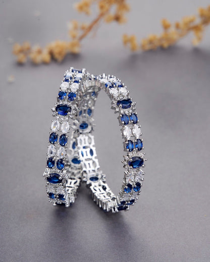 Opal Touch - Crystal Rhodium Plated Bangles (Pack of 2) - Bangles