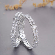 Opal Touch - Crystal Rhodium Plated Bangles (Pack of 2) - Bangles