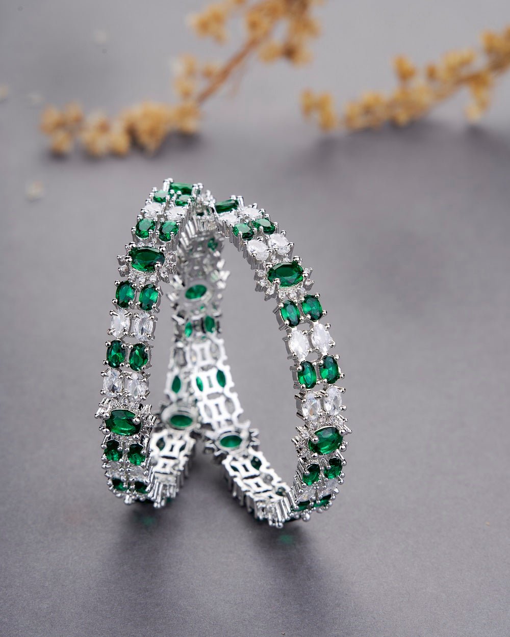 Opal Touch - Crystal Rhodium Plated Bangles (Pack of 2) - Bangles